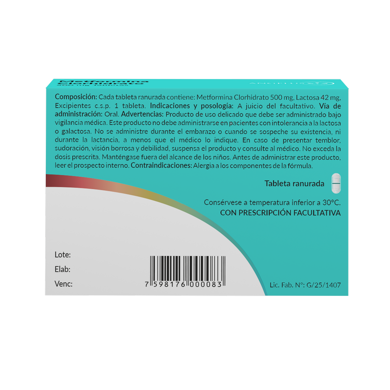 Metformina 500 mg posteriol