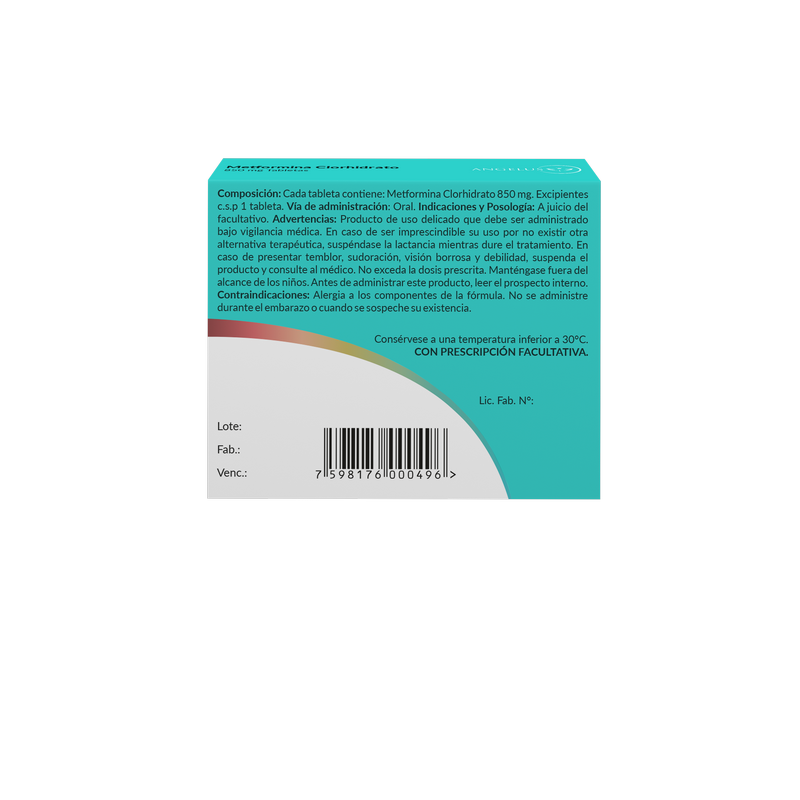 Metformina Posterior 850 mg